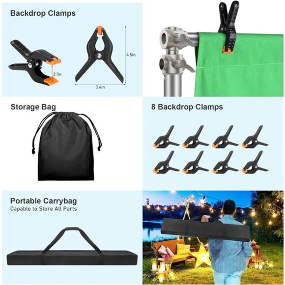 Photo Backdrop Stand, 10x9.2ft Stainless Steel Adjustable Background Stand - Picture 5 of 8